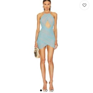 REVOLVE X Michael Costello Light Blue Halter Mini Dress
